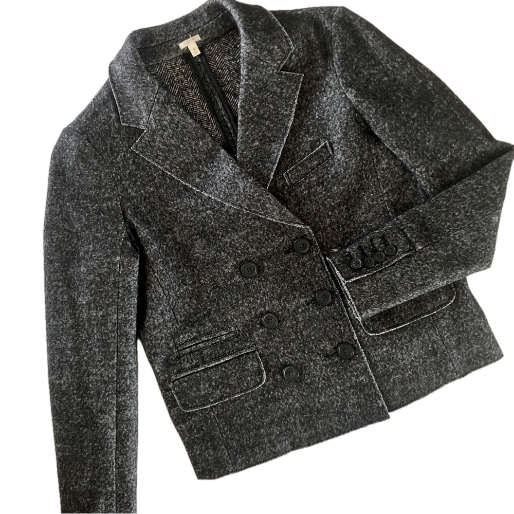 J. Crew Double-Breasted Blazer classic chic black and white tweed women’s size 2